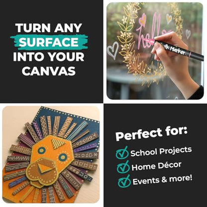 10 Metallic Dual Tip Liquid Chalk Markers for Chalkboard