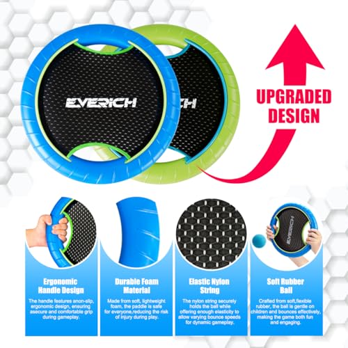 Bouncy Paddle Ball Game for Kids with 4 EVA Foam Trampoline Paddles and 8 Balls (2 Count)