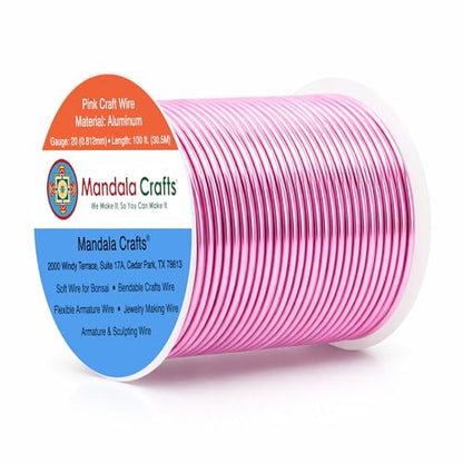 20 Gauge Pink Anodized Aluminum Craft Wire (100 Foot)