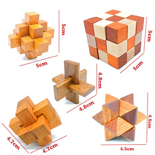 Brain Teasers with The Puzzles 21Pcs Unlock Interlock Game IQ Test Toy 3D Wooden and Metal for Party Favor Kids Adults Challenge (21 Count)