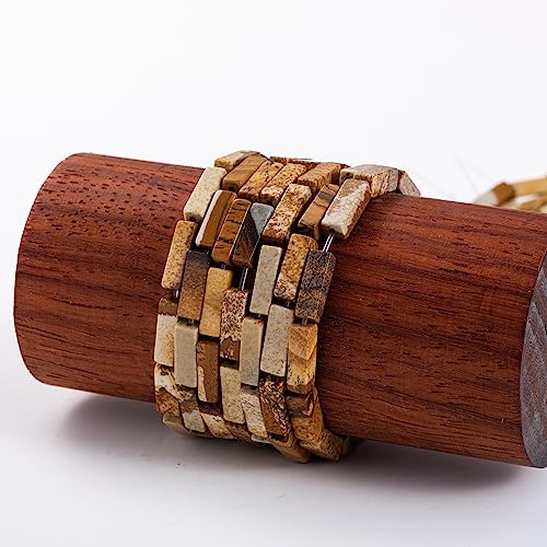 Natural Blown Picture Stone Rectangle Tube Beads 4x13mm 38cm (28 Count)