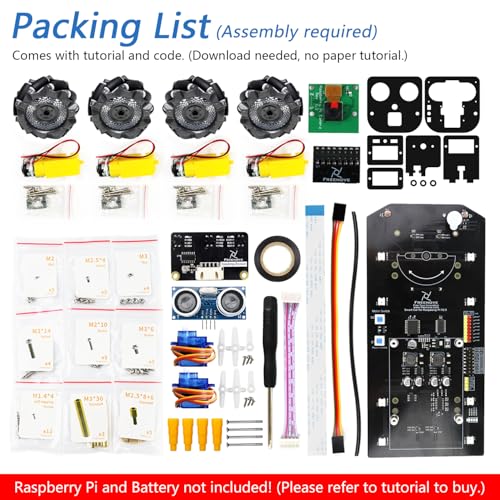 Mecanum Wheel Car Kit for Raspberry Pi 5 4 B 3 B+ Zero 2 W