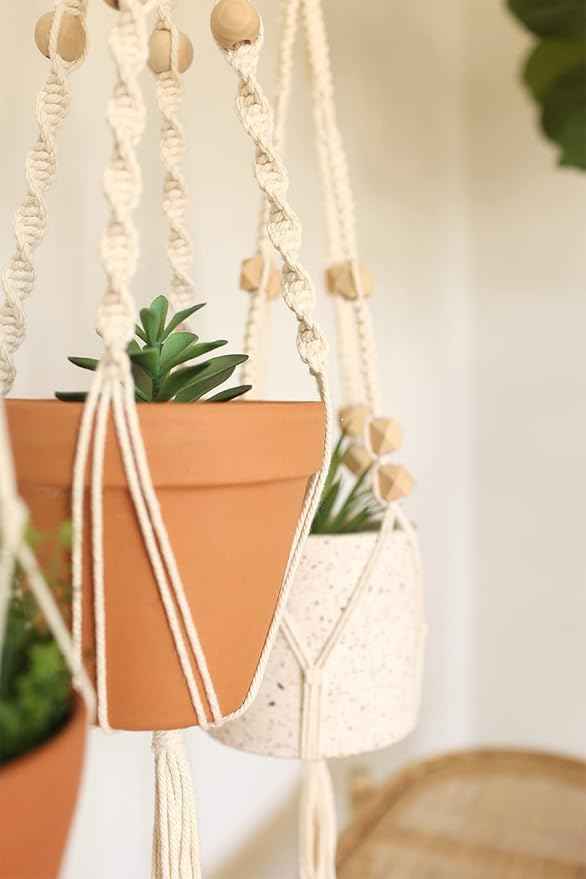 Macrame Kit - Makes 3 Macrame Plant Hangers with Easy To Follow Instructions for Adult Beginners - Includes 109 Yards 3mm Cotton Macrame Cord, Natural Wooden Beads & Custom Instruction Booklet