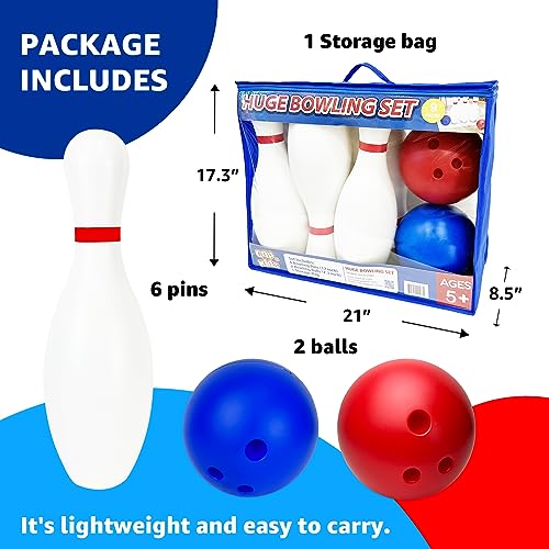 17 Inch Huge Bowling Set with Storage Bag (9 Count)