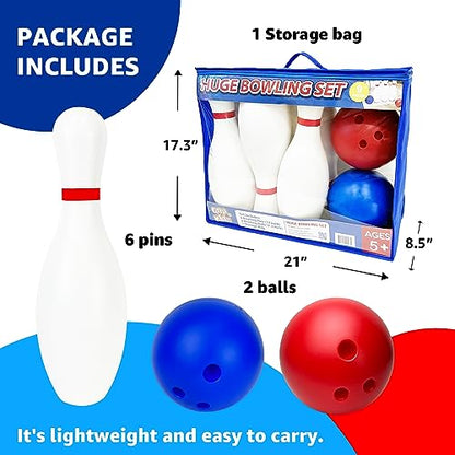 17 Inch Huge Bowling Set with Storage Bag (9 Count)