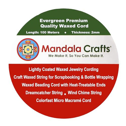 2mm Evergreen Waxed Cord (327 Foot)