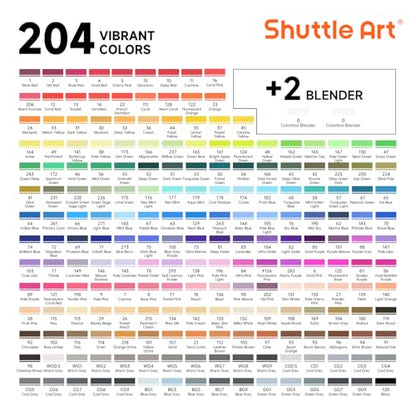 206 Colors Alcohol Markers (204 Count)