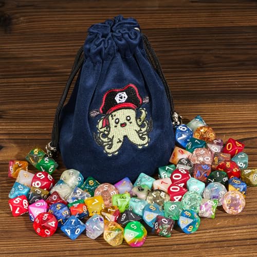 Large DND Dice Bag Blue Dice Storage Bag for D&D Role Playing Games (2.11 Ounce)