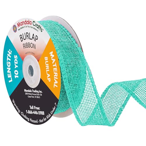 1 Inch Wide Turquoise Burlap Ribbon for Crafts (60 Foot)