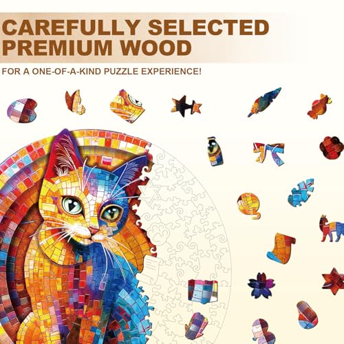 Pixel Cat Puzzles Adults Gifts Wooden 200 Pieces 11.4 * 11in