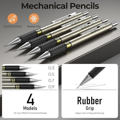 37PCS Gold Art Mechanical Pencil Set (6 Count)