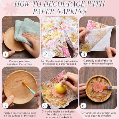 36 Pack 9 Styles Decoupage Napkins Rural Floral Napkins (36 Count)