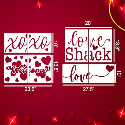 Valentine's Day Stencils for Doormats 27.5" Love Heart Door Mat Stencil (12 Count)