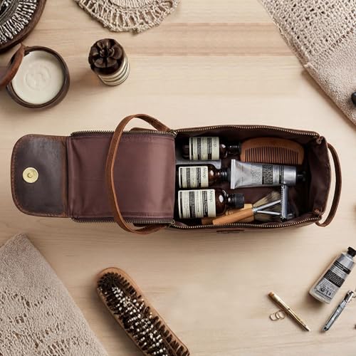 Full Grain Leather Toiletry Kit for Men & Women