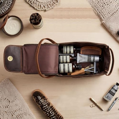 Full Grain Leather Toiletry Kit for Men & Women