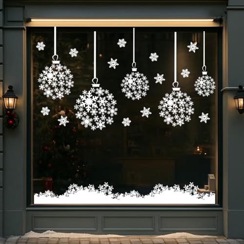 Christmas Window Stencils for Glass Large Snowflake Bauble Stencil (8 Count)