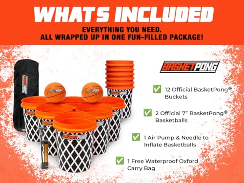 Giant Yard Pong and Basketball Game with 12 Buckets