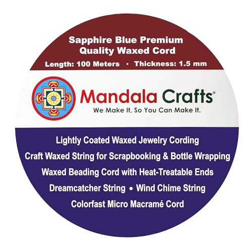 1.5mm Sapphire Blue Waxed Cord