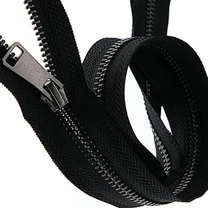 5 Metal Zippers by The Yard Bulk 2 Yards Black Tape with 10 pcs Sliders Black Nickel Teeth Handmade Zipper for Sewing Craft Bag Backpack