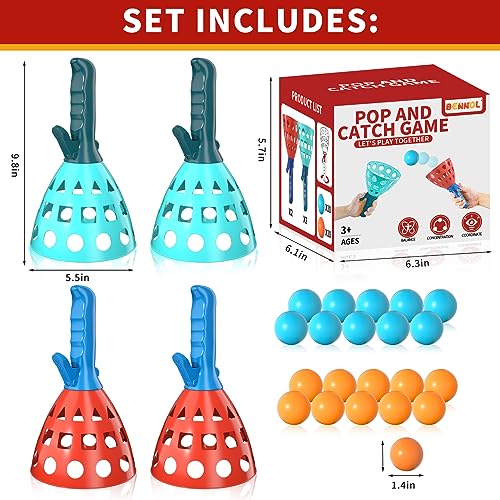 Outdoor Game Toys for Kids Boys with 20 Balls Pop Pass Catch Ball Game Outside Toys Gifts for 3 4 5 6 7 8 9 10 11 12 Year Old Teens (20 Count)