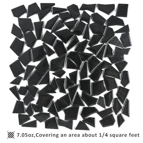 Black Glass Mosaic Tiles for Crafts Bulk (7.05 Ounce)