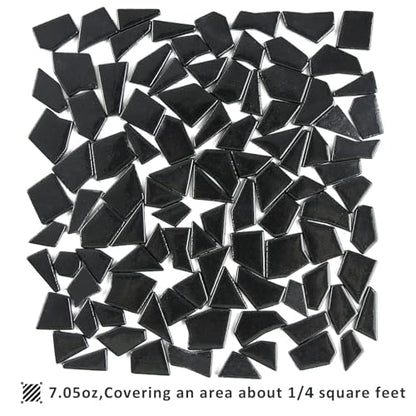 Black Glass Mosaic Tiles for Crafts Bulk (7.05 Ounce)