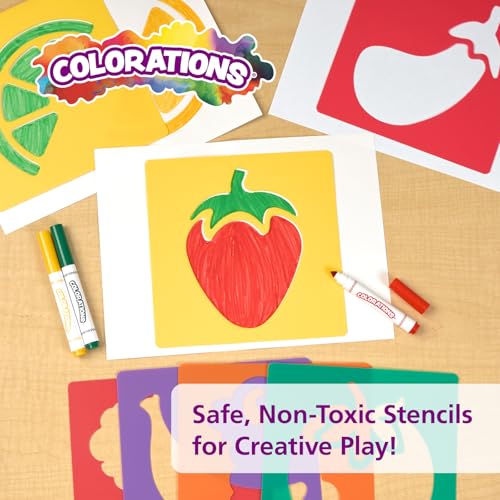 Fruit & Vegetable Shapes Stencils for Kids (12 Count)