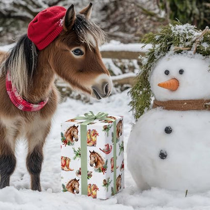 Christmas Horse Wrapping Paper Sheet (30 Sq Ft)