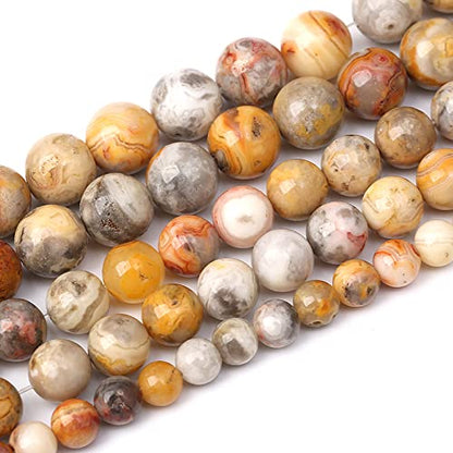 32pcs 12mm Natural Stone Beads Crazy Lace Agate Gemstone Round Loose Beads for Jewelry Making DIY Bracelet Necklace (16 Count)