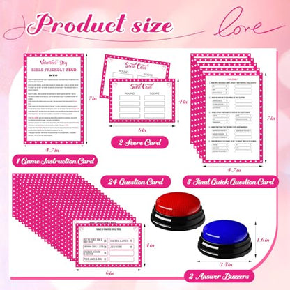 Valentine's Day Friendly Feud Game with 2 Answer Buzzers for Party (30 Count)