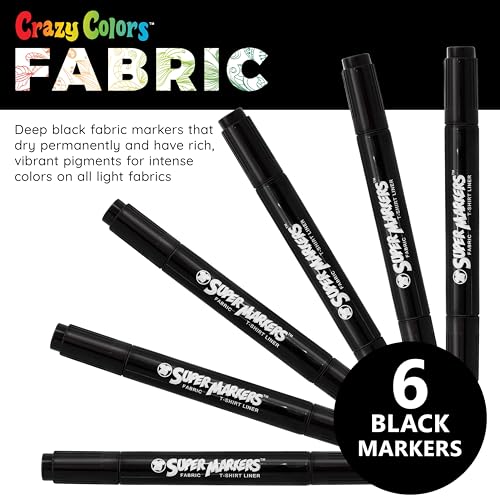 Super Markers Black Dual Tip Fabric Markers (6 Count)