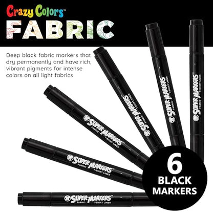 Super Markers Black Dual Tip Fabric Markers (6 Count)