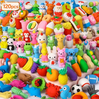 120 Pcs Animal Pencil Erasers (120 Count)