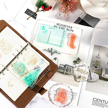 Large Acrylic Stamp Block Clear Stamping Tools Set with Grid Lines for Art Crafts Scrapbooking (4 Count)