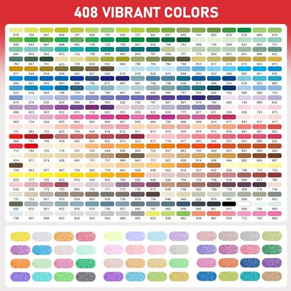 Acrylic Paint Markers for Coloring 408 Colors with 30% More Ink (408 Count)