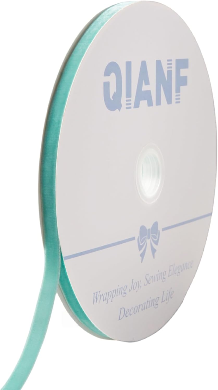 Vintage Turquoise Blue Velvet Ribbon, 3/8 Inch X 25Yd - Crafty Corner