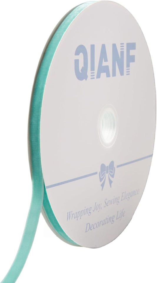 Vintage Turquoise Blue Velvet Ribbon, 3/8 Inch X 25Yd - Crafty Corner