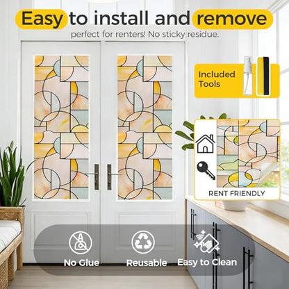 3D Stained Glass Window Privacy Film Decorative Non