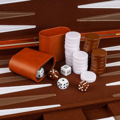Backgammon Set 2 Players Classic Backgammon Sets for Adults Board Game with PU Leather Case Portable and Travel Backgammon Set