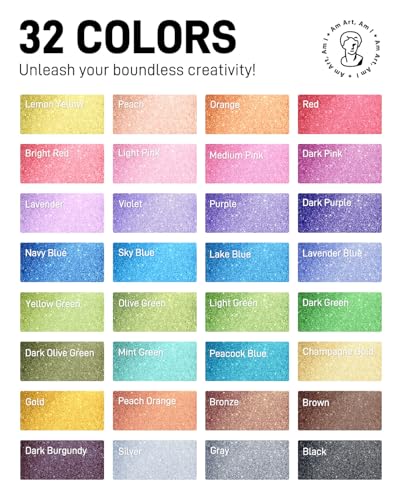 32 Colors Glitter Markers (32 Count)