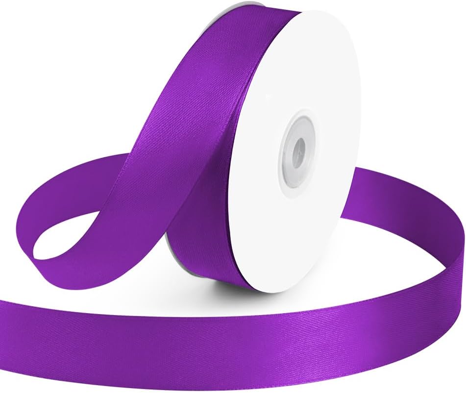 KMER LIFE 1 inch Wide x 50 Yards Purple Single Faced Polyester Satin Ribbon, Purple Satin Ribbon Perfect for Wedding Decor, Wreath, Crafts, Gift Wrapping & Other Projects (Purple) - Crafty Corner