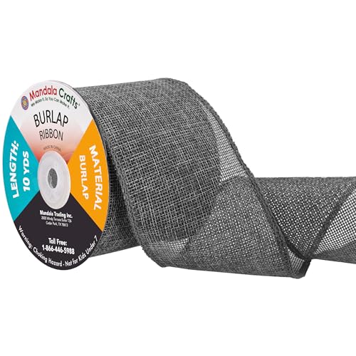3 Inch Wide Gray Burlap Ribbon for Crafts (120 Feet)