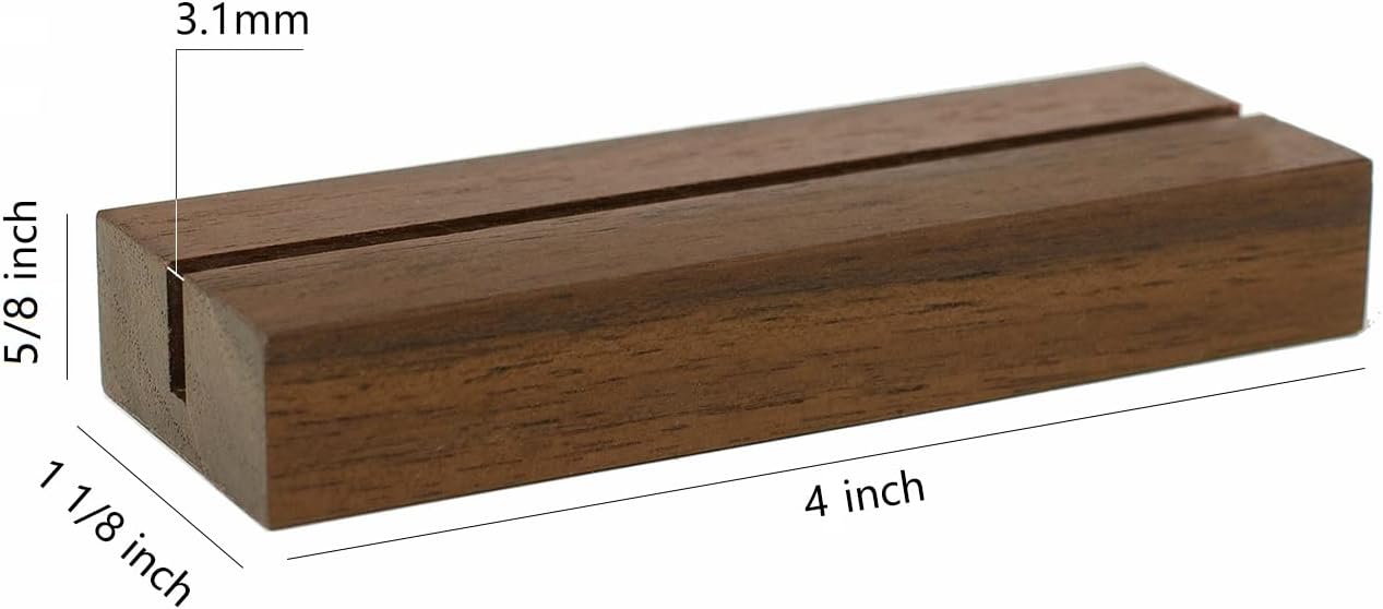 UNIQOOO 20 Pack 4'' Rustic Wood Acrylic Sign Holders | Table Numbers Display Stands | Place Card Holder, Perfect for Retail Shop Wedding Dinner Party Events Decoration