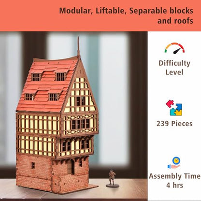 Brick Rowhouse DIY Wooden Building Kit for Teens and Adults