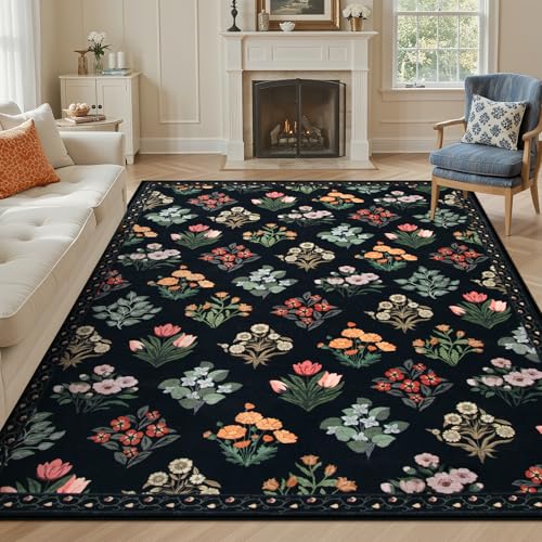 Floral Print 8x10 Washable Rug (80 Sq Ft)