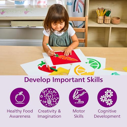 Fruit & Vegetable Shapes Stencils for Kids (12 Count)