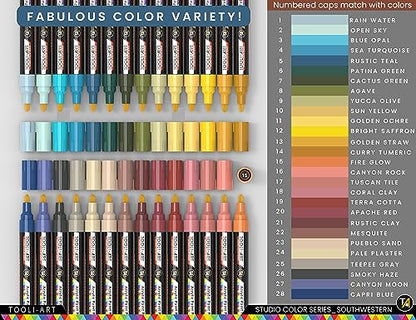 28 Southwestern Colors Acrylic Paint Pens Studio Color Series Markers Set 3mm Medium Tip (28 Count)