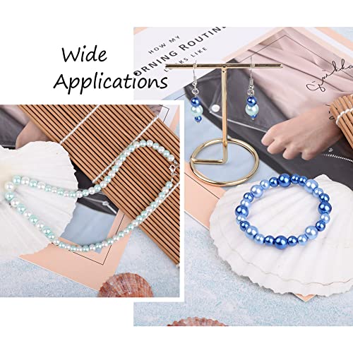 1840Pcs 4/6/8mm Glass Pearl Beads Multi Colors Round Spacer Pearlized Beads for DIY Craft Jewelry Making, Mixed Blue & White (1840 Count)