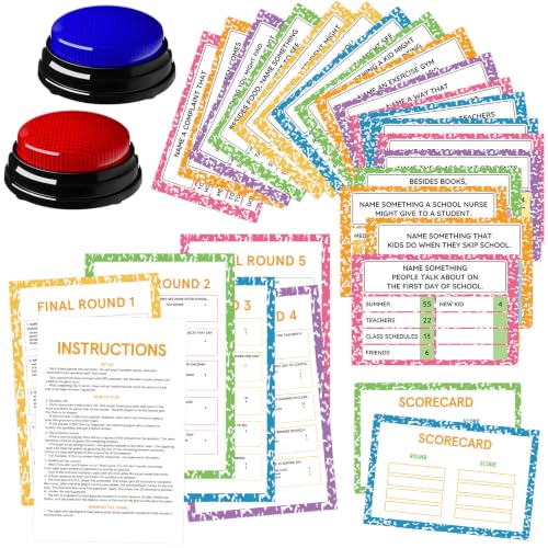 School Friendly Feud Game with 2 Answer Buzzers Back to School Game (30 Count)