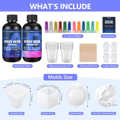 Epoxy Resin Kit 8OZ with Molds